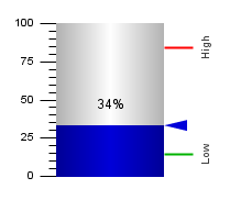 Two linear scales<br>
flanking a level indicator